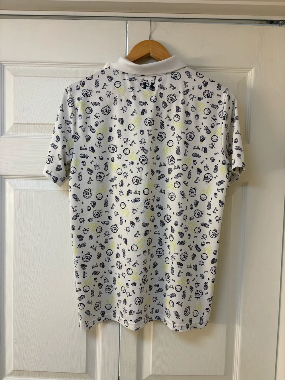 Under Armour White Printed Polo Shirt with Subtle Yellow Accents